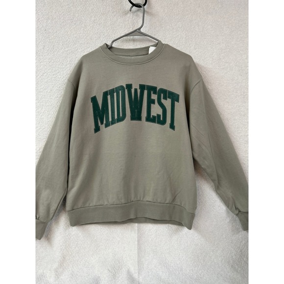 Rus Tee Clothing Tops - RusTee Clothing Midwest Graphic Sweatshirt Tan Green Small Crewneck Pullover New